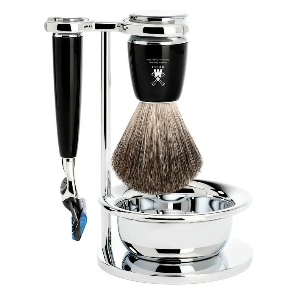 Barbersæt med fire dele, Rytmo, Sort resin