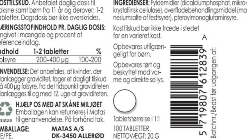 Folsyre 200 mcg