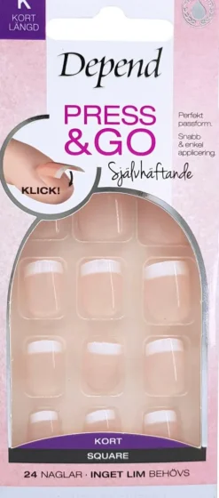 Press & Go French Look Rosa Kunstige Negle