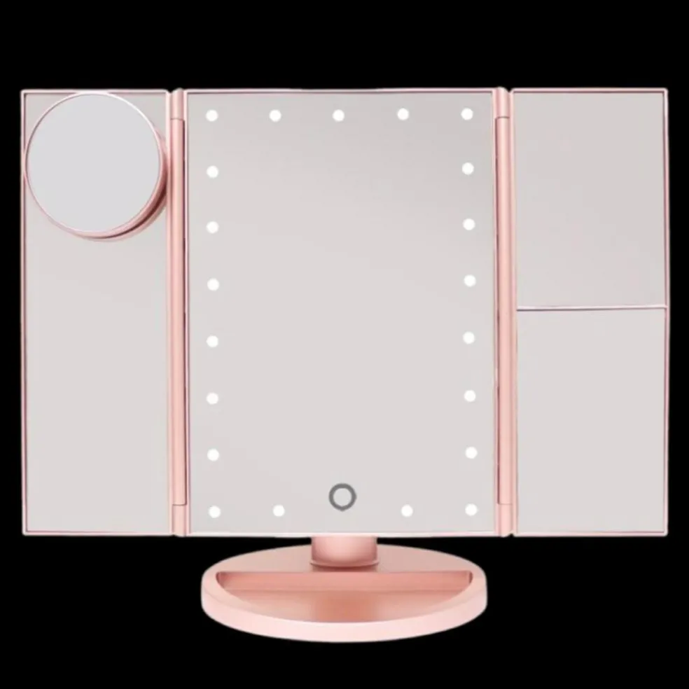 Three Panel LED Lighted Makeup Mirror